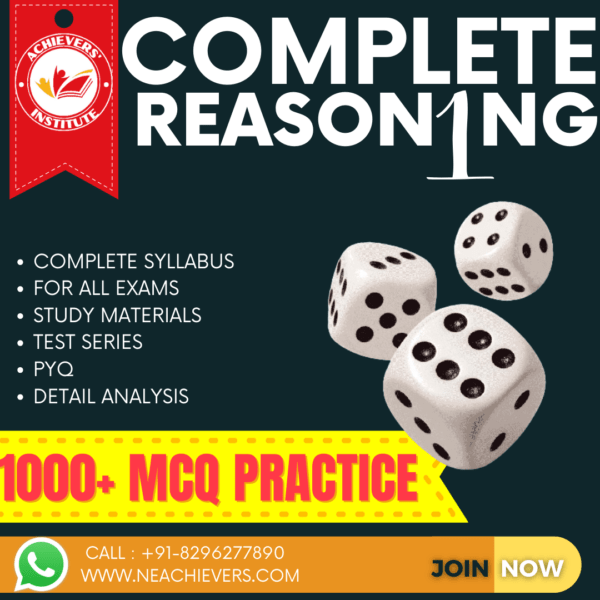Achievers' Institute's Complete Reasoning Online Class Banner with Live and Recorded Mock Test information