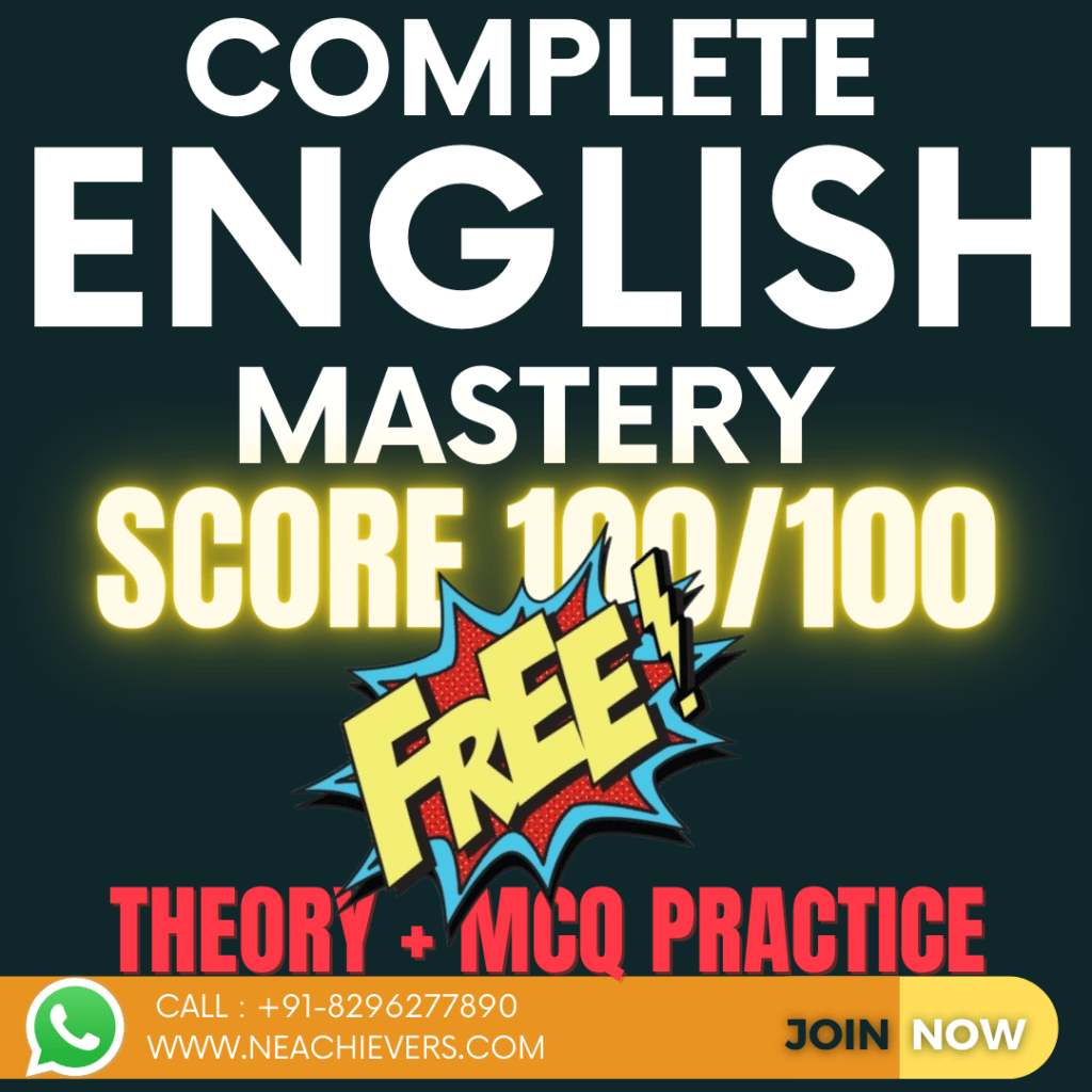 Achievers' Institute's Complete English Mastery Course Banner with Live and Recorded Mock Test information