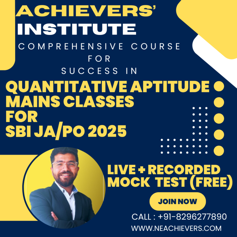 Quantitative Aptitude Mains Classes for SBI JA/PO 2025